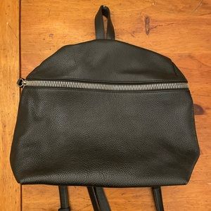 Kara black pebbled leather zip backpack